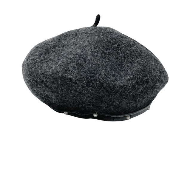 Zara Other - Zara Grey Wool Beret With Pearls